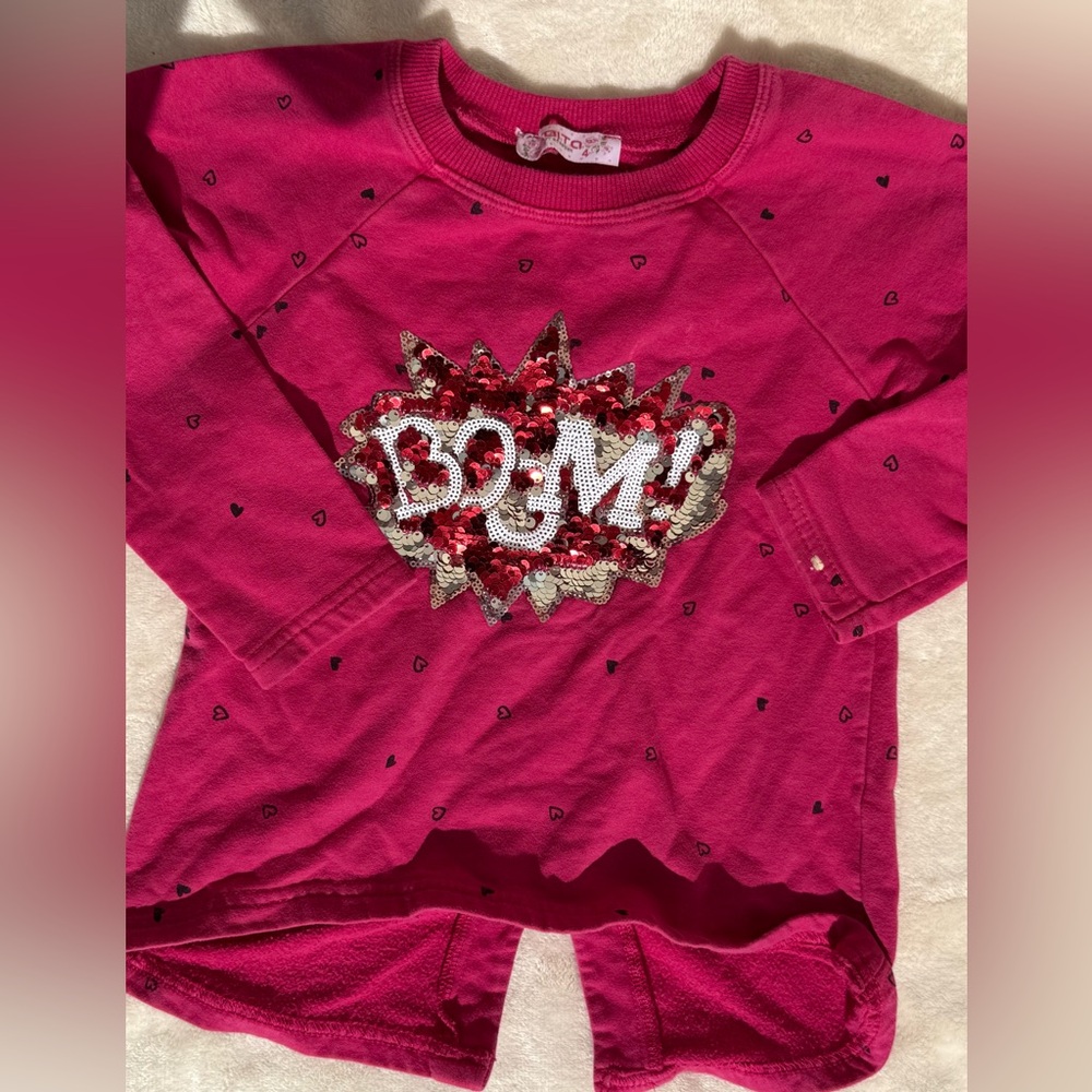 Kids Fuchsia Sequin Sweatshirt